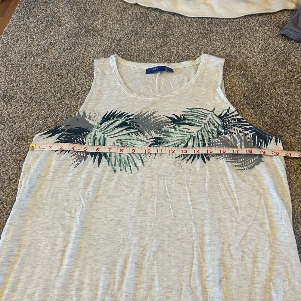 [Apt. 9] Sequin Palm Light Gray Sleeveless Top - Picture 3 of 7